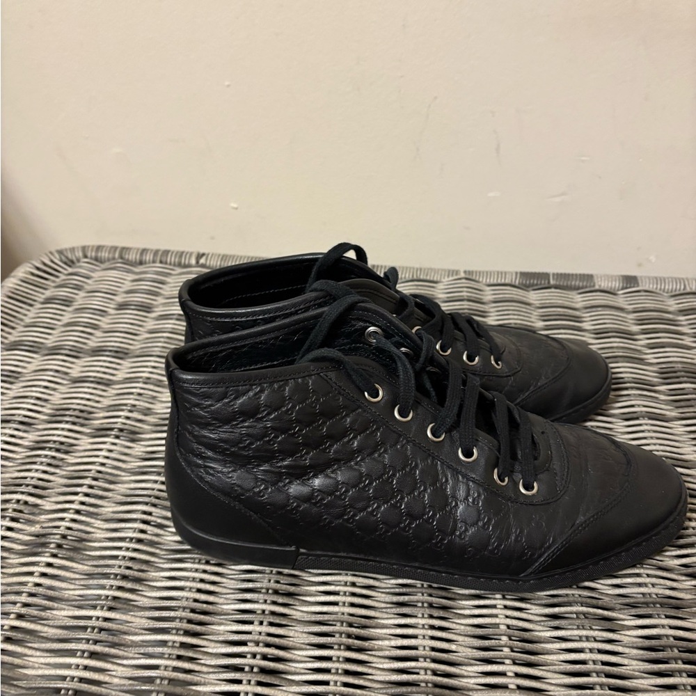 Gucci black leather  Guccissima sneakers preowned - Picture 4 of 9